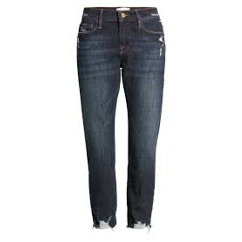 FRAME Le Garcon Crop Boyfriend Jeans Covant Distressed Chewed Hem Sz 24